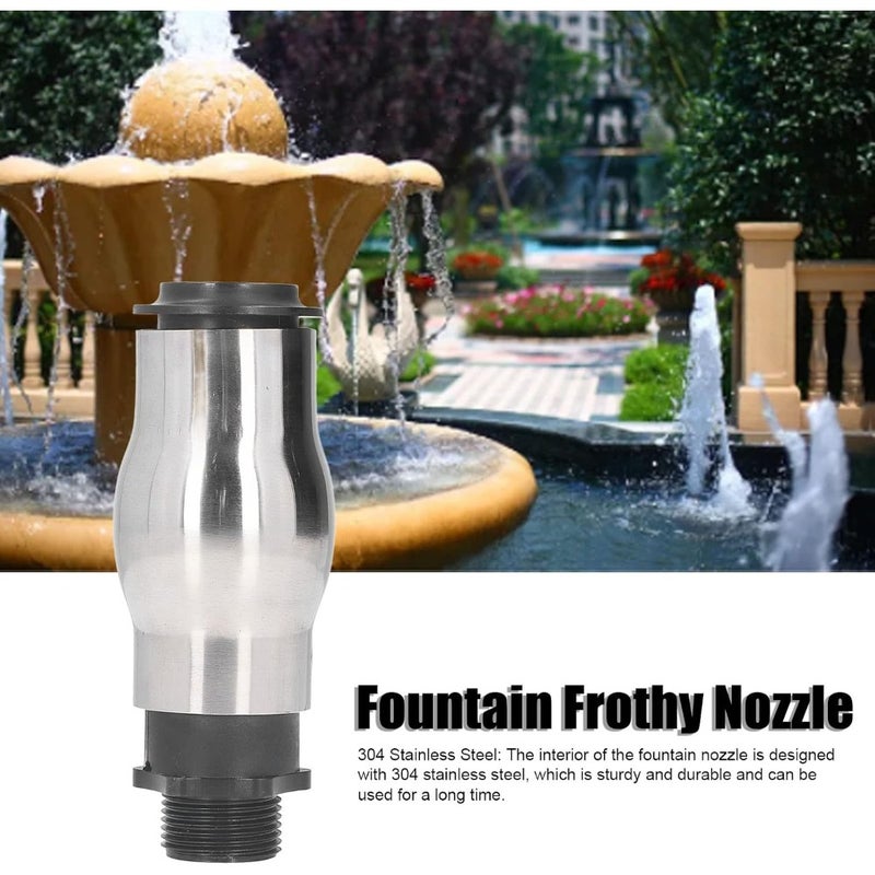 Fountain Nozzle, Professional Grade Foaming Jet Bubbler Water Garden Display, G1 Male Thread Frothy Foam Jet Fountain Nozzle, 304 Stainless Steel Waterscape Nozzle Water Spray - Image 1