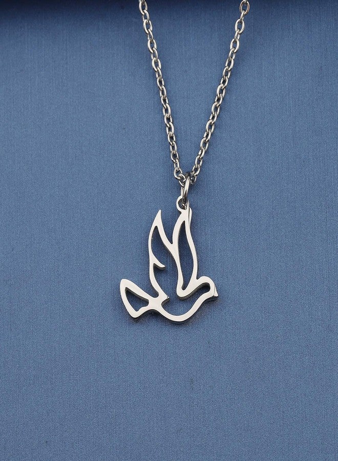 ميوسبارك قلادة حمامة من الفولاذ المقاوم للصدأ من MYOSPARK، هدية سلام لها - Image 3