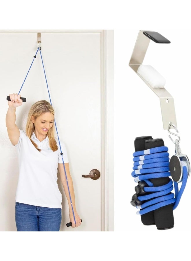 Vive Shoulder Pulley Over Door Rehab Exerciser For Rotator Cuff Rehab Arm Rehabilitation Exercise System For Frozen Shoulder Physical Therapy Flexibility Stretching Strengthener Range Of Motion Blue - Image 1
