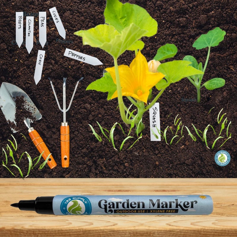 133 Supply -100 Pack 4" Plastic Plant Labels for Seedlings with 2 Pack of Garden Marker Pens (Garden Markers Fade Resistant Plant Markers Outdoor Waterproof Pen Black Permanent Markers Plant Tags) - Image 4