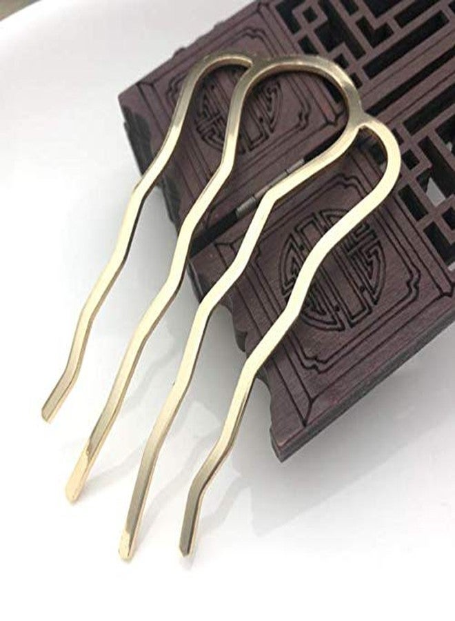 HLLMX 2PCS 4 Teeth Metal Hair Combs Pins Side Updo Hair Forks Long Clips for Women's Hair Styling Accessories (Gold and Silver) - Image 3