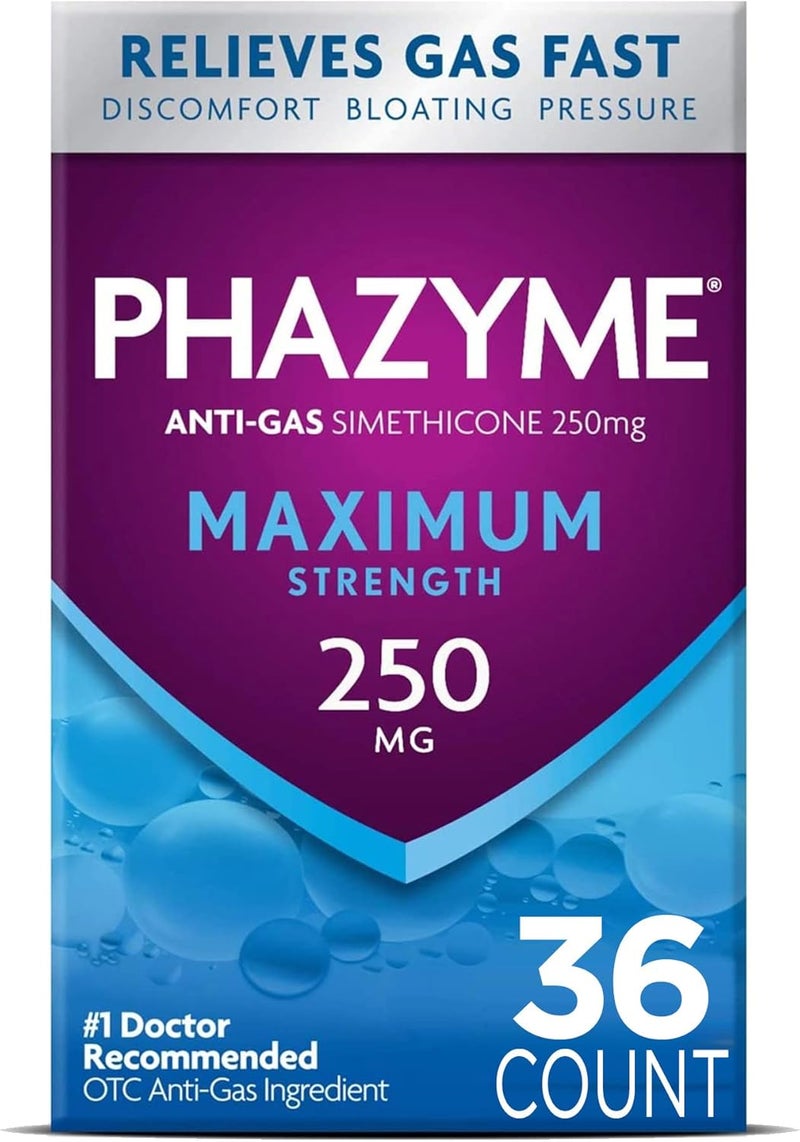 Phazyme Gas Relief Bundle with 36 Count 250mg Simethicone Maximum Strength Fast Gels and 20 Count 500mg Simethicone Ultimate Strength Fast Gels - Image 2