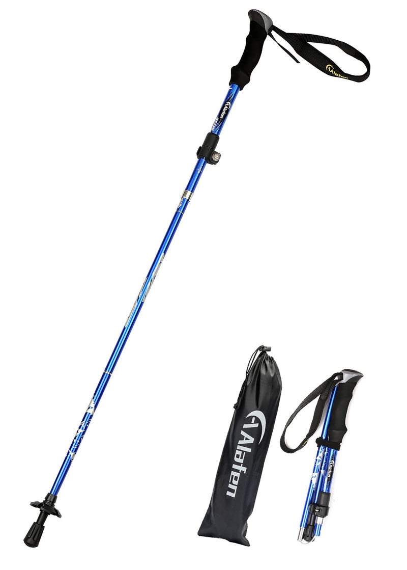 A ALAFEN Aluminum Collapsible Ultralight Travel Trekking Hiking Pole for Men and Women, Blue 1PC - Image 1
