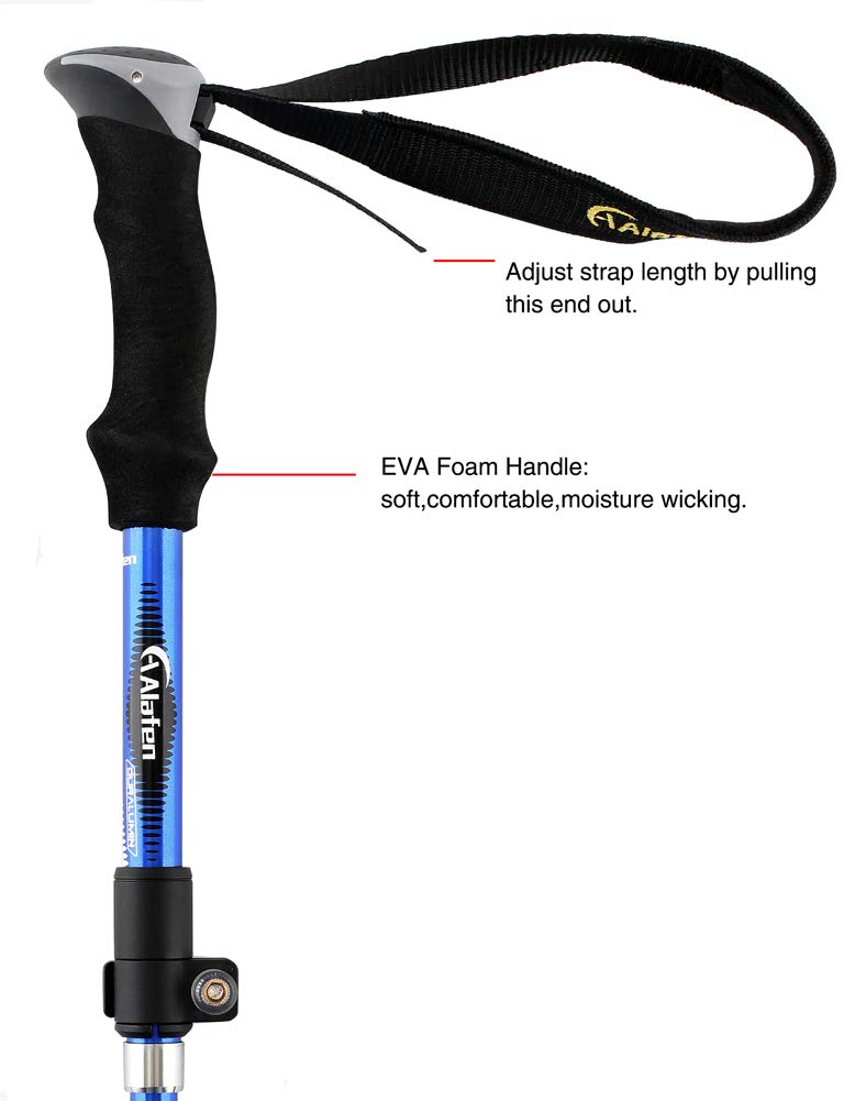 A ALAFEN Aluminum Collapsible Ultralight Travel Trekking Hiking Pole for Men and Women, Blue 1PC - Image 4