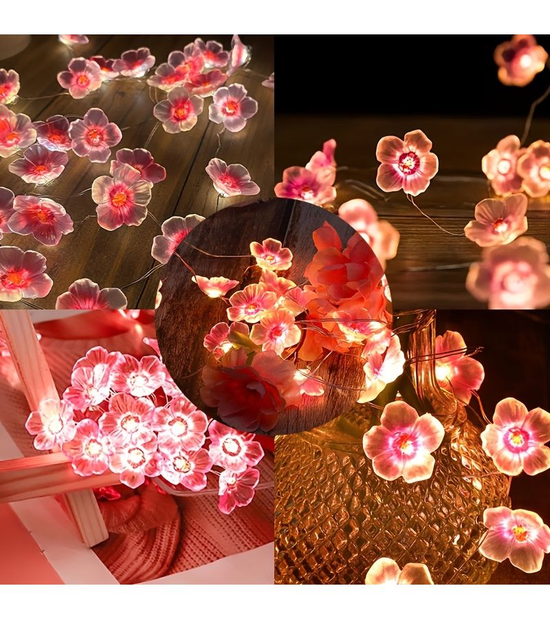 Warm 3m Pink Cherry Blossom Fairy String Lights Battery Box Decorative Indoor - Image 4