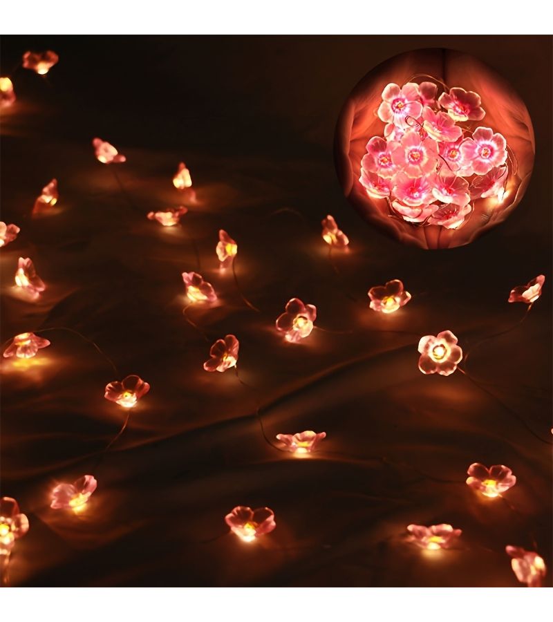 Warm 3m Pink Cherry Blossom Fairy String Lights Battery Box Decorative Indoor - Image 5