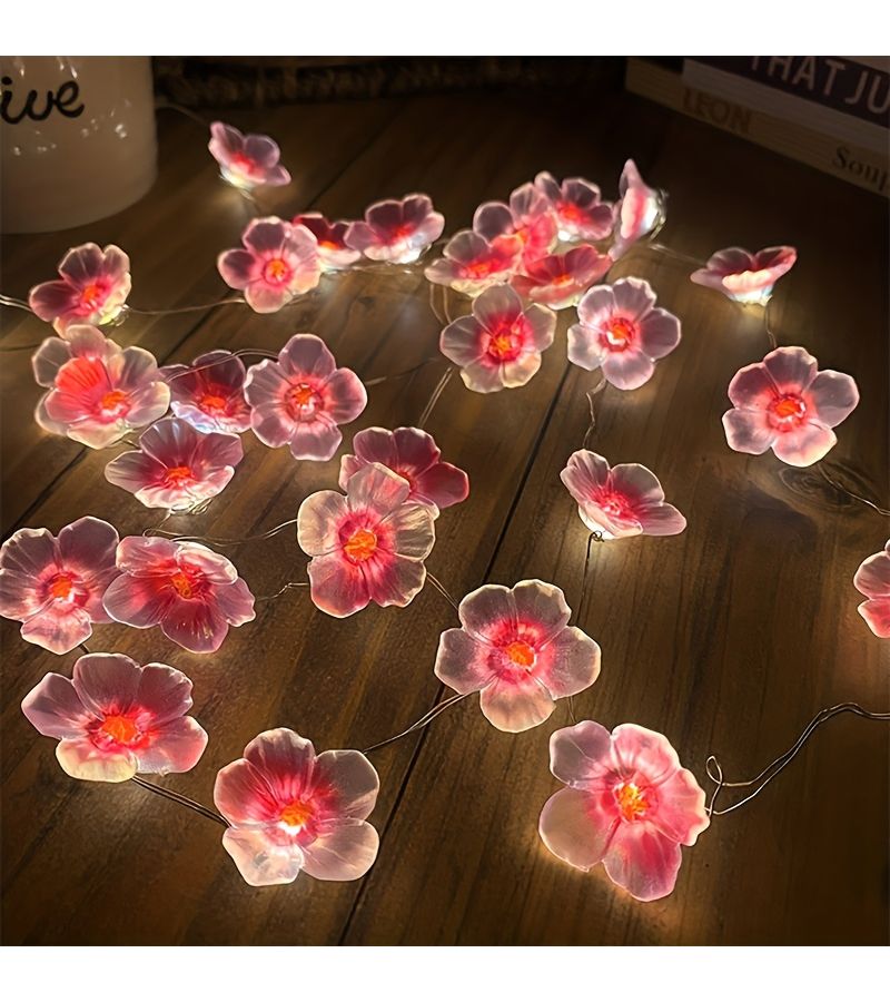 Warm 3m Pink Cherry Blossom Fairy String Lights Battery Box Decorative Indoor - Image 1