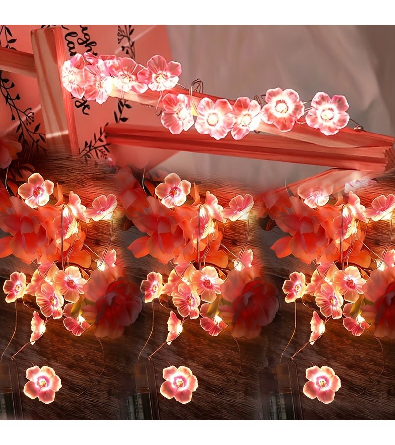 Warm 3m Pink Cherry Blossom Fairy String Lights Battery Box Decorative Indoor - Image 2