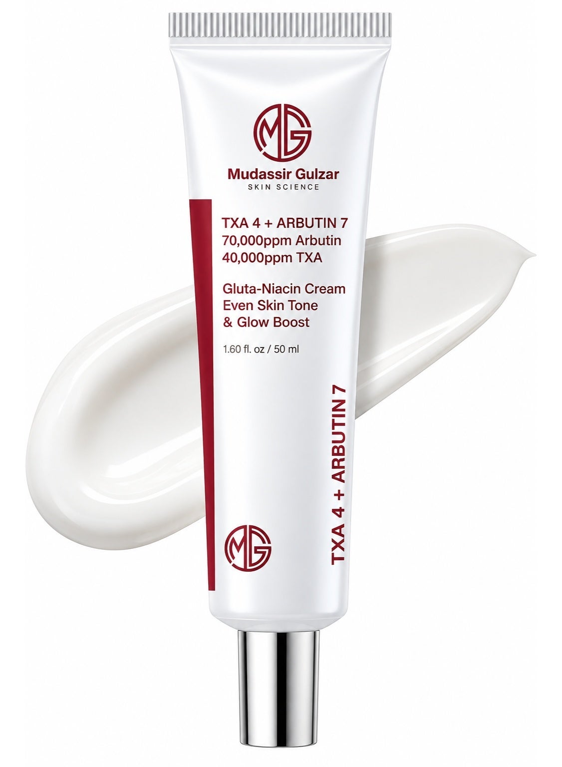 MUDASSIR GULZAR Arbutin 7% + Tranexamic Acid 4% Cream For Men and Women, 70,000ppm Arbutin Cream 50ml, 40,000ppm TXA, Niacinamide, Glutathione Cream to Supports Even Skin Tone, Enhances Skin Clarity, Korean Skin