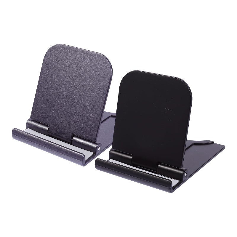 Adjustable Foldable Desktop Phone Tablet Stand Holder Black Grey Portable 2Pcs - Image 2