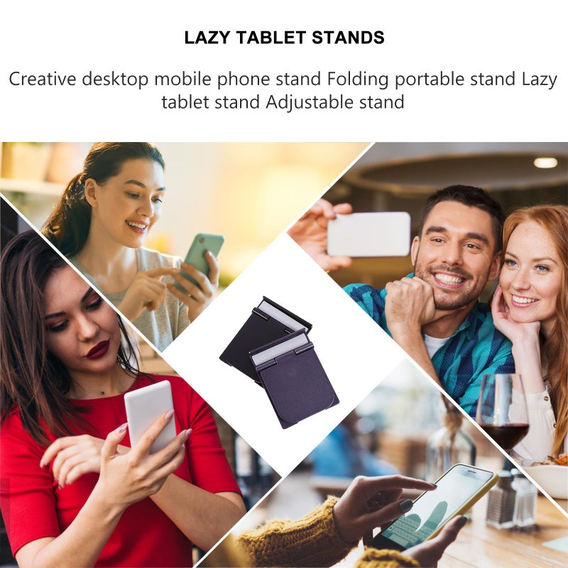 Adjustable Foldable Desktop Phone Tablet Stand Holder Black Grey Portable 2Pcs - Image 4