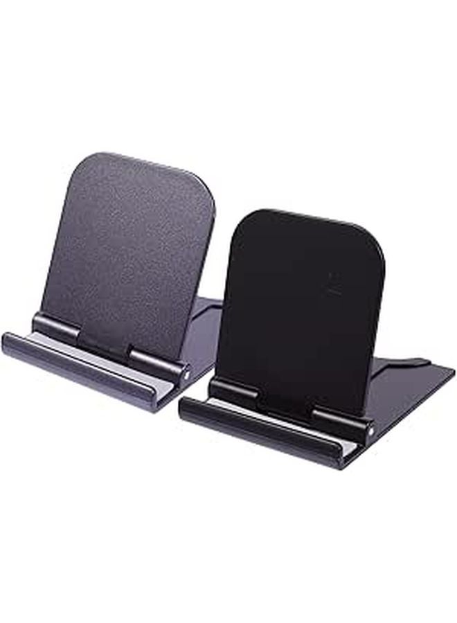 Adjustable Foldable Desktop Phone Tablet Stand Holder Black Grey Portable 2Pcs - Image 1