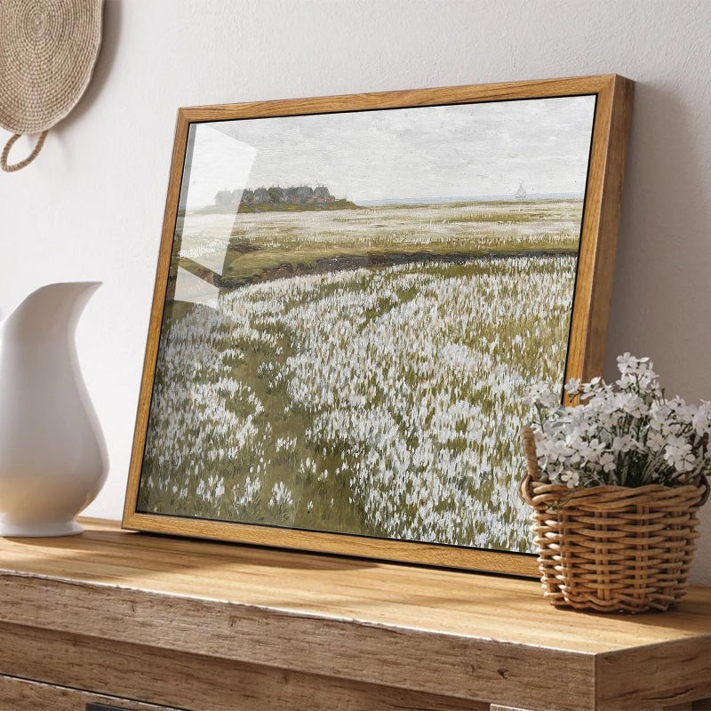 KBKBART Framed Vintage Wall Art Prints  Retro Countryside Flower Field Nature Wilderness Canvas Painting Farmhouse Decor Wall Art  Rustic Landscape Wall Decor for Bathroom  Bedroom Living Room - Image 4
