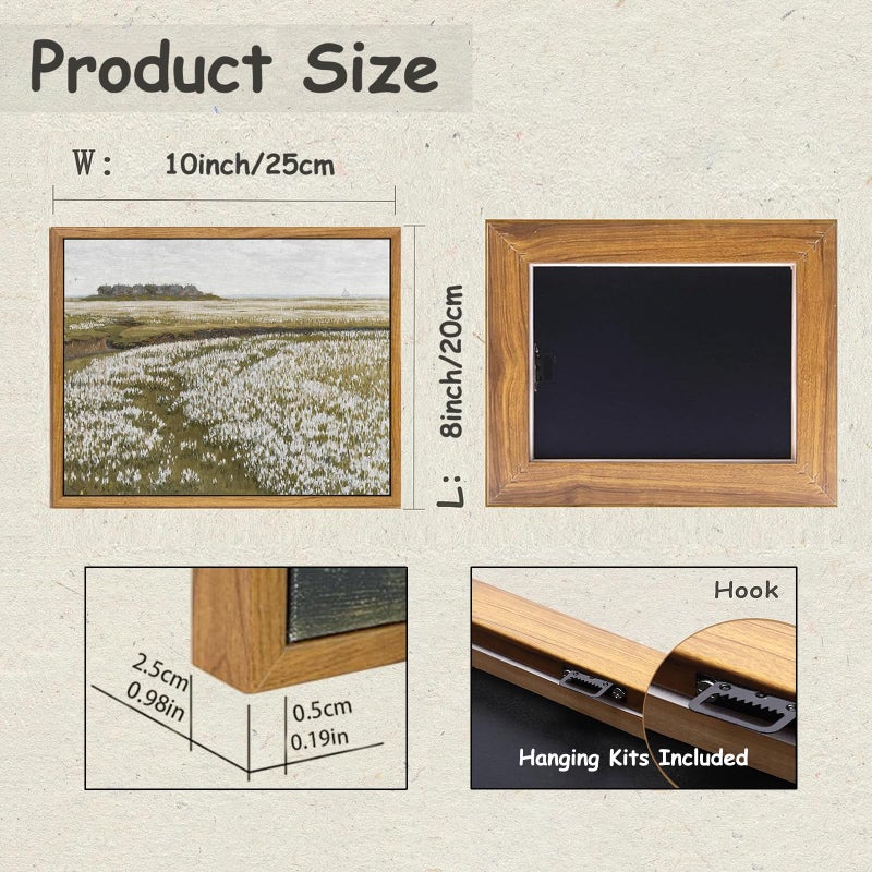 KBKBART Framed Vintage Wall Art Prints  Retro Countryside Flower Field Nature Wilderness Canvas Painting Farmhouse Decor Wall Art  Rustic Landscape Wall Decor for Bathroom  Bedroom Living Room - Image 5