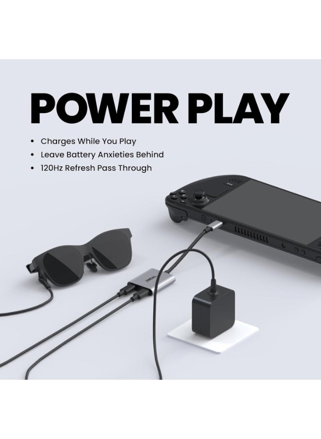 XREAL XREAL Hub, Power and Play Adapter, so you can charge AR glasses while you charge your source device, e.g. Steam Deck, ROG Ally, Switch, iPhone 15 or Android phone. 45 W fast charging  - Image 3