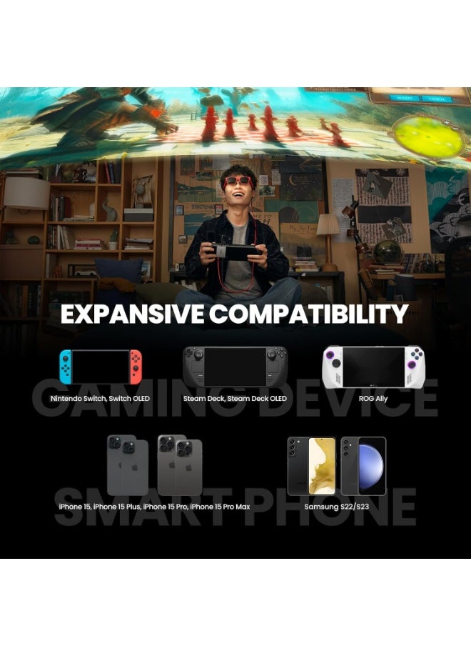 XREAL XREAL Hub, Power and Play Adapter, so you can charge AR glasses while you charge your source device, e.g. Steam Deck, ROG Ally, Switch, iPhone 15 or Android phone. 45 W fast charging  - Image 4