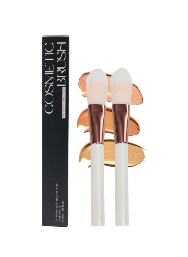 2 Pcs Make Up Brushes For Women,Foundation Makeup Brushes,With Wooden Handle Perfect For Blending, Buffing Liquids, Powders, Creams, Concealers (Type B x 2) - Image 1