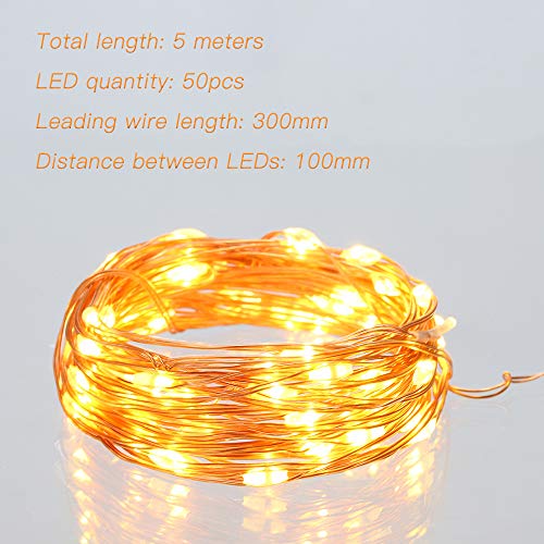 Ariceleo Led Fairy Lights Battery Operated, 2 Packs Mini Battery Powered Copper Wire Starry Fairy Lights for Bedroom, Christmas, Parties, Wedding, Centerpiece, Decoration (5m/16ft Warm White) - Image 3