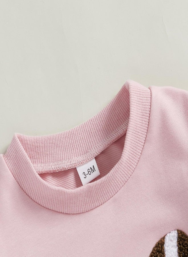 Karuedoo Newborn Baby Boy Girl Football Outfit Football Bow Sweashirt Romper Oversized Long Sleeve Bubble Romper Bodysuit (Pink, 3-6 Months) - Image 4