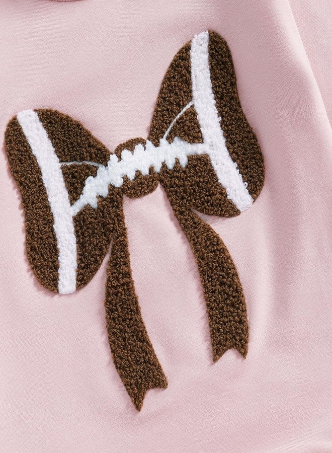 Karuedoo Newborn Baby Boy Girl Football Outfit Football Bow Sweashirt Romper Oversized Long Sleeve Bubble Romper Bodysuit (Pink, 3-6 Months) - Image 5