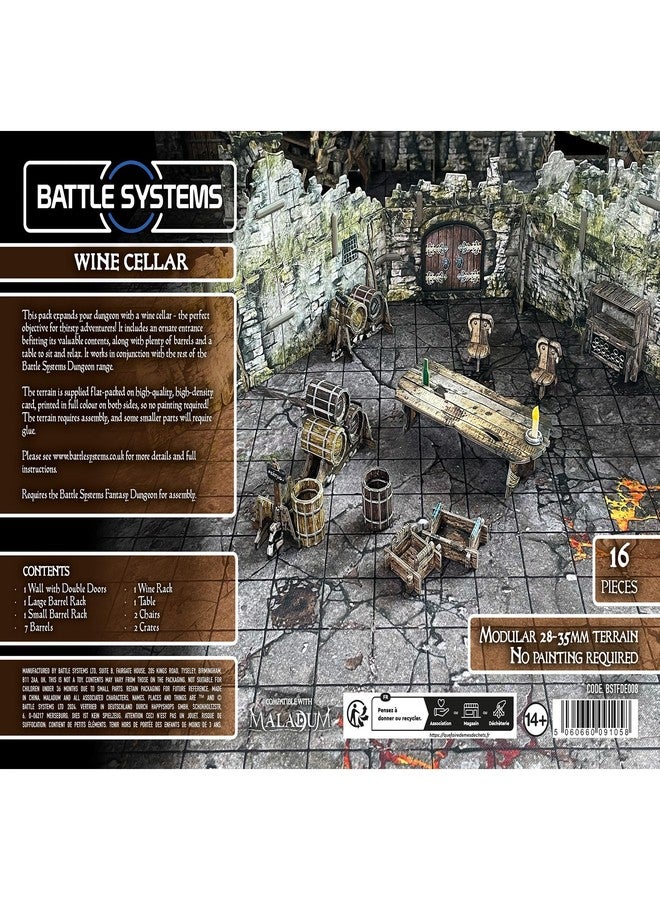 Battle Systems Fantasy Dungeon Terrain Wine Cellar Terrain Immersive Scenery for D&D DND Maladum Pathfinder RPGs Full Color Heavy Duty Cardstock Printed Both Sides - Image 1