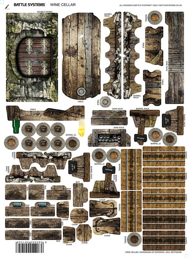 Battle Systems Fantasy Dungeon Terrain Wine Cellar Terrain Immersive Scenery for D&D DND Maladum Pathfinder RPGs Full Color Heavy Duty Cardstock Printed Both Sides - Image 3