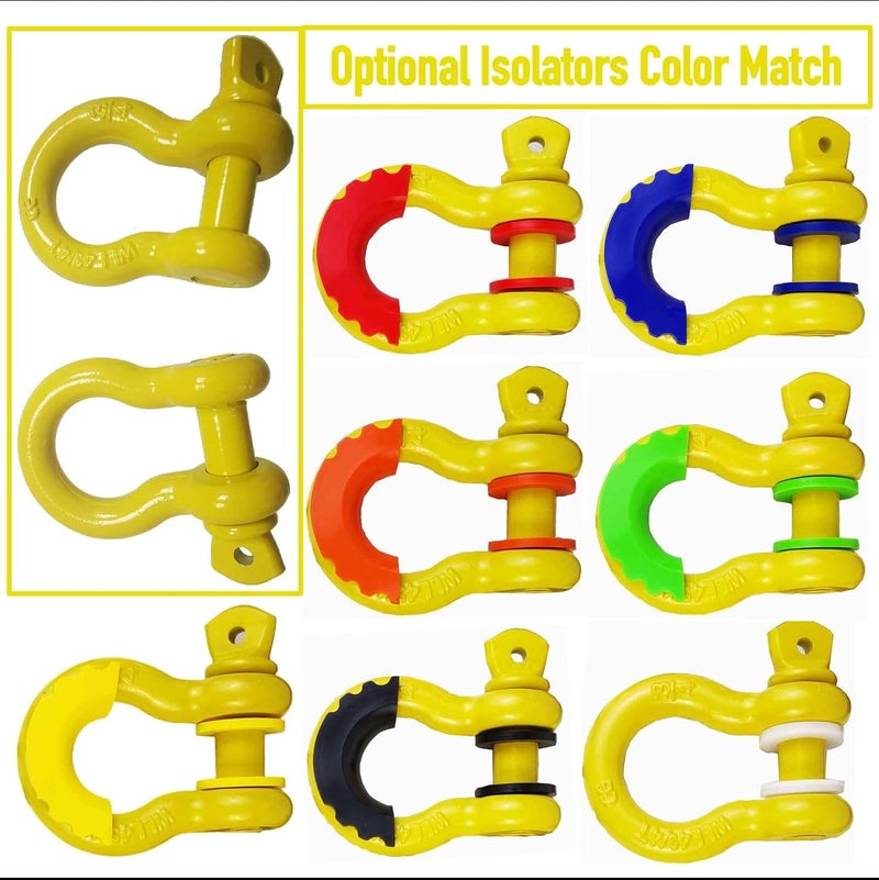 Acando Pack of 2 Yellow Powder Coated Heaveduty Trailer Shackles 3/4 Bow Shackle Rugged Steel Forged 4.74 Ton D Ring Anchor 28.5 Ton (57,000 lbs) Max Break Strength Off Road Shackles - Image 2