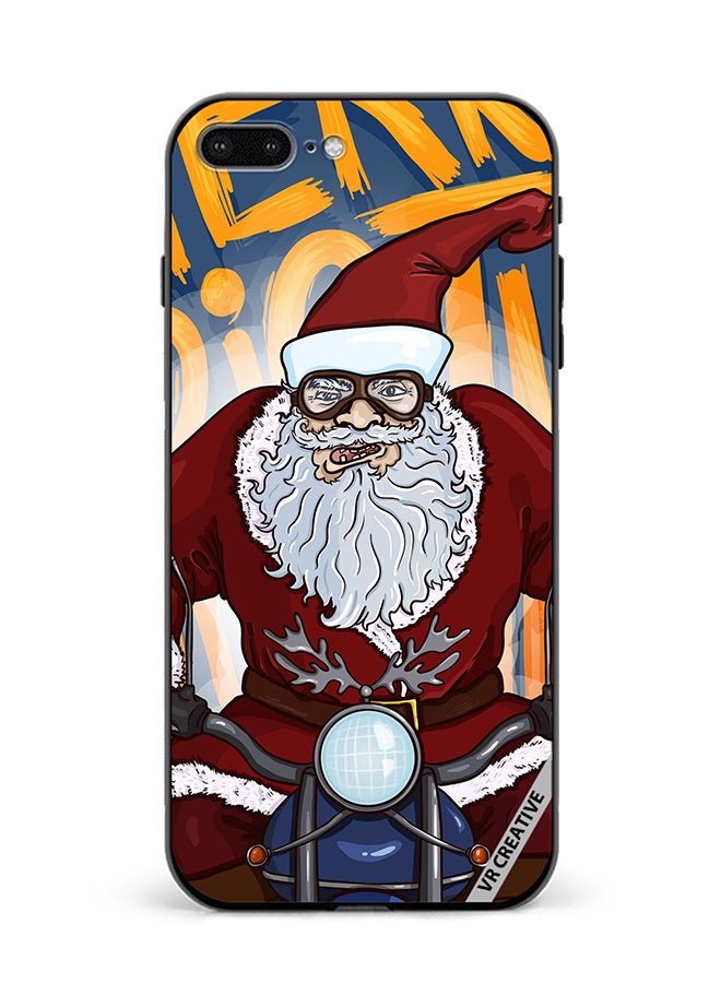 VR CREATIVE Protective Case Cover For Apple iPhone 7 Plus/8 Plus Cartoon Christmas Postcard Santa Claus On Motorcycle Design Multicolour - Image 1