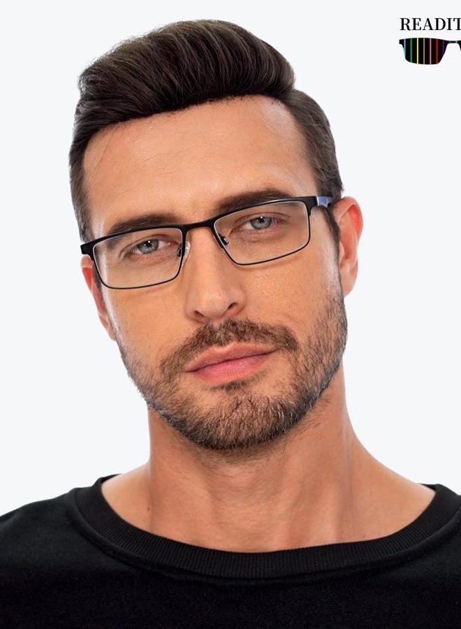 READITEASY 3 Pack Reading Glasses Men 2.75 Blue Light Blocking, Readers Men with Spring Hinge Reduce Eyestrain/UV/Dryness, Mens Reading Glasses 2.75+ - Image 2