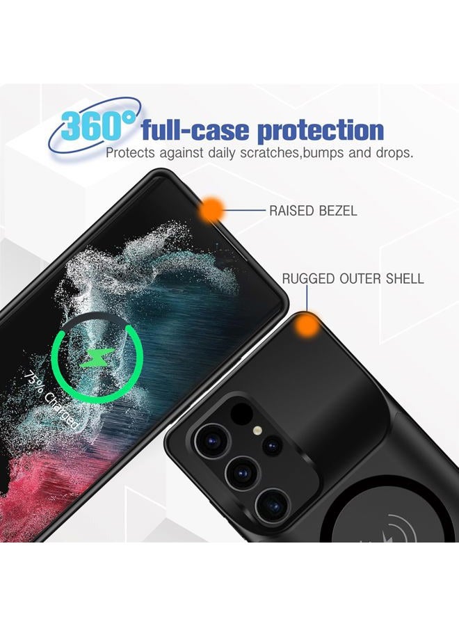 SNRONEW Battery Case for Galaxy S22 Ultra/S23 Ultra, [12000mAh] Slim Portable Protective Fast Charging Case Backup Power Bank Battery Case Compatible with Galaxy S22 Ultra/S23 Ultra-6.8 inch-Black - Image 5