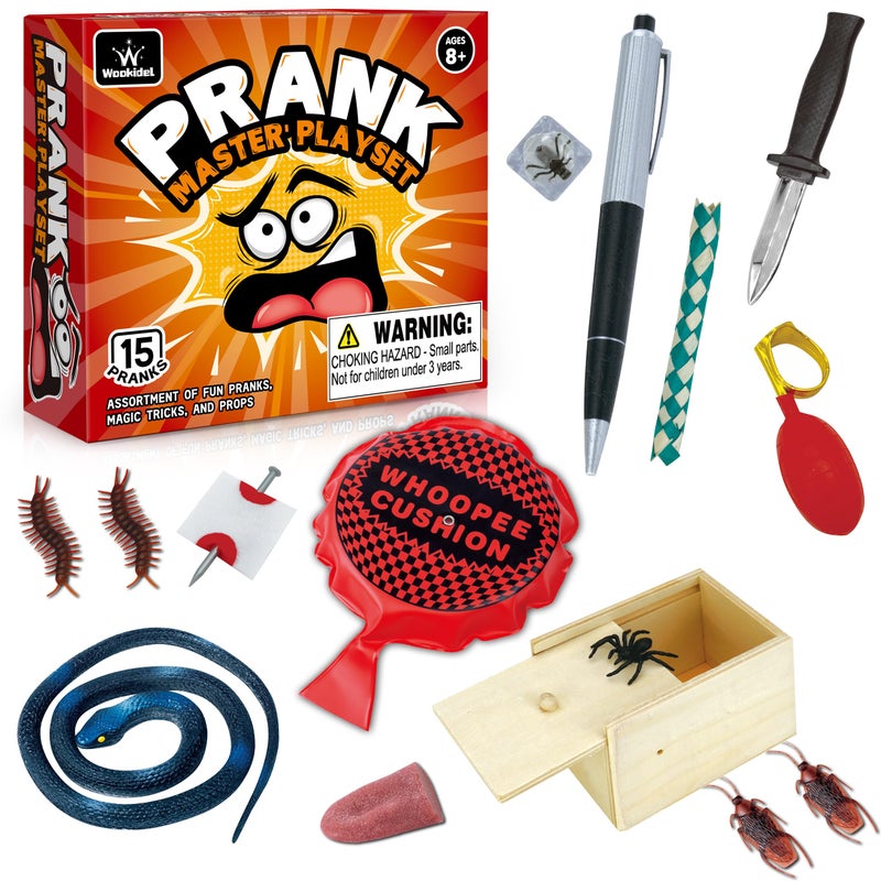wookidel Prank kit, 25 PCS Prank Stuff, Pranks for Kids Adults, Cool Funny Prank Gifts for April Fools Pranks, Birthday, Christmas - Image 1