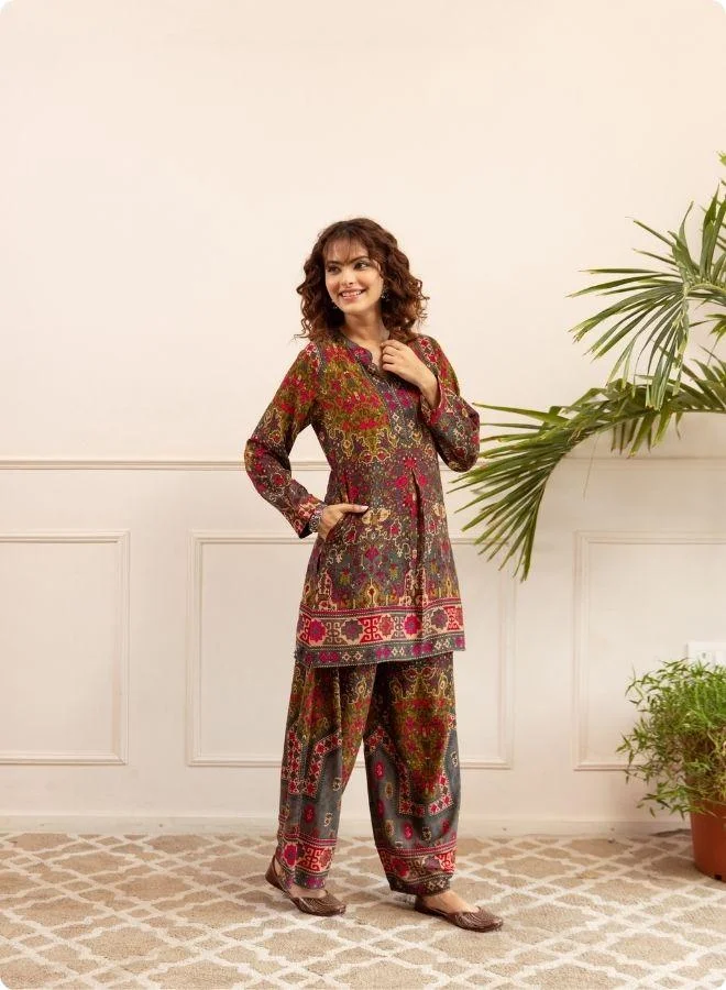 #بي Multicolor Printed Kurta Set