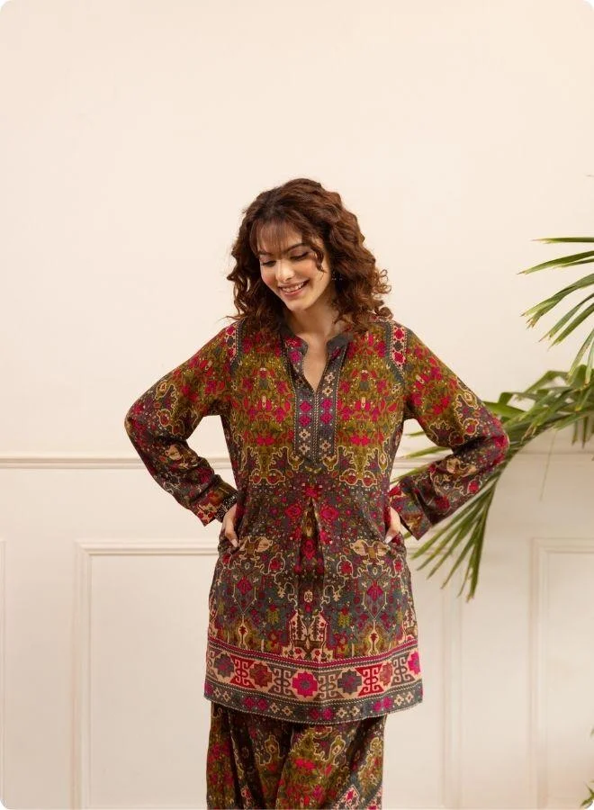 #بي Multicolor Printed Kurta Set