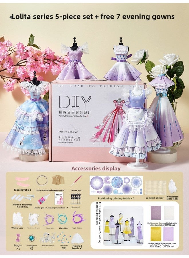 Lele Fish Handmade Children's DIY Making Material Cyber Popular Handmade Toy Girl Handmade Bag Clothing Design Children-Color:Ice And Snow Lolita  Super Luxury Gift Box Style  - Image 1