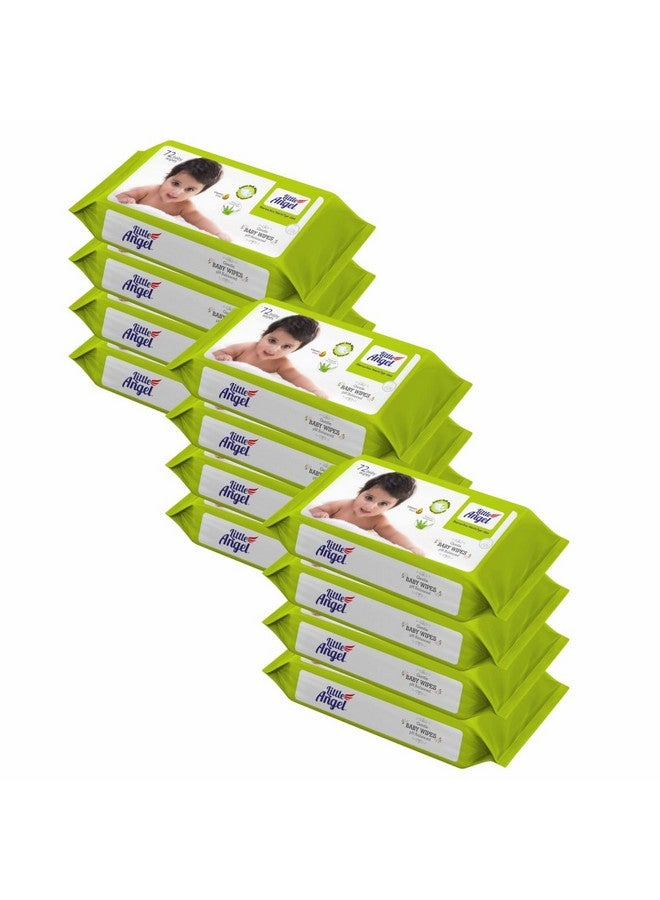 Little Angel Super Soft Cleansing Baby Wipes, 864 Count, Enriched with Aloe vera & Vitamin E, pH Balanced, Dermatologically Tested & Alcohol-free, Pack of 12, 72 count/pack - Image 1