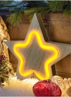 Salla Wooden Festive Season Star Neon Light 20X20cm  - Image 3