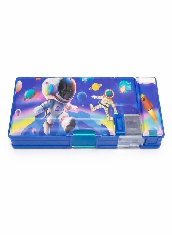 SMAX Plastic Pencil Box | Double Sided Multifunction Space Cartoon Theme Pencil Geometry Box for Kids Boys, Jumbo Push Button Pencil Organizer | Return Gifts for Kids (Design_6) - Image 1