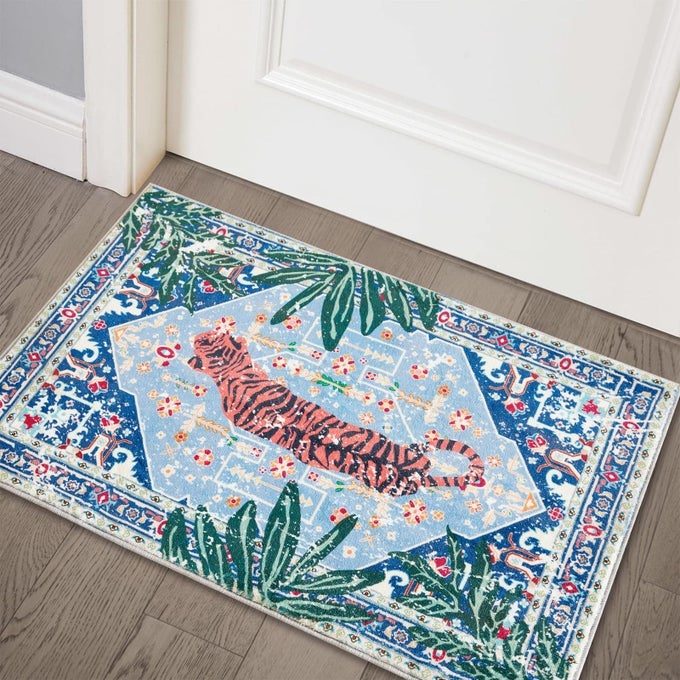 TROPICAL JUNGLE RUGS 2X3 FAUX WOOL BOTANICAL BOHO THROW RUGS FOR BATHROOM KITCHEN SMALL INDOOR ENTRYWAY RUG MODERN VINTAGE DISTRESSED HIPPIE INDIAN ACCENT FLOOR MAT NONSLIP WASHABLE