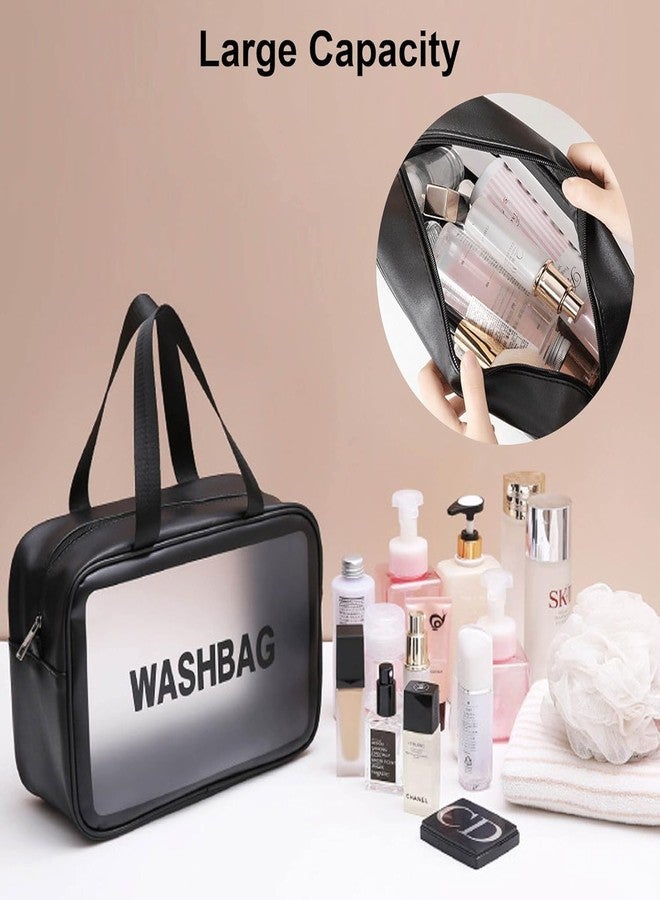 Aepigo Clear Makeup Pouch Set, Cosmetic Organizer Bag for Women and Girls Travel Waterproof Toiletry Storage Kit Set of 3 (Black) - Image 3