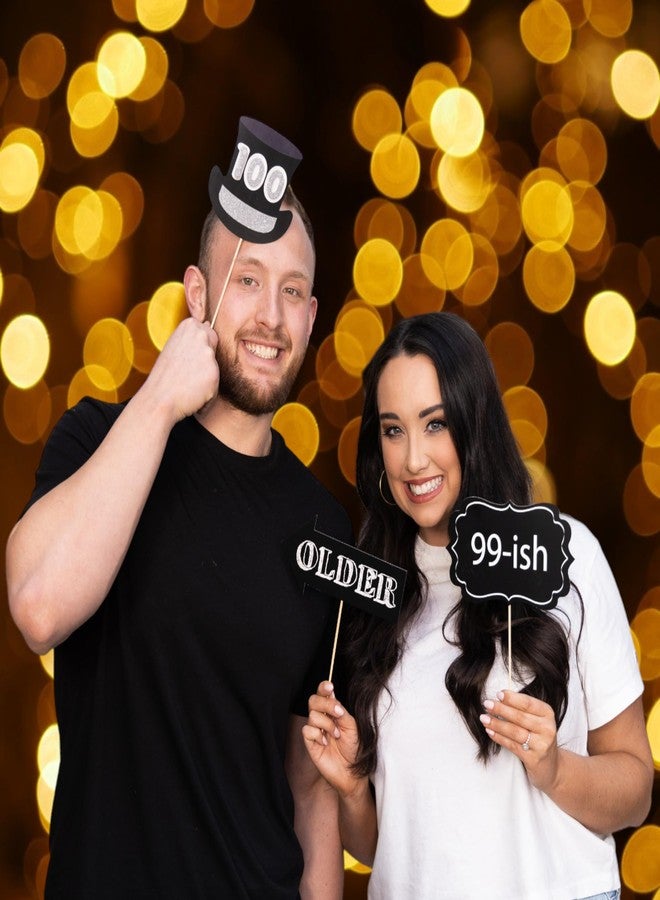 Outside The Booth 100th Birthday Photo Booth Props - 31-pc Selfie Props with 8 x 10-Inch Sign, 45 Adhesive Pads, 35 Sticks - 100th Birthday Decorations and Selfie Station - Image 4