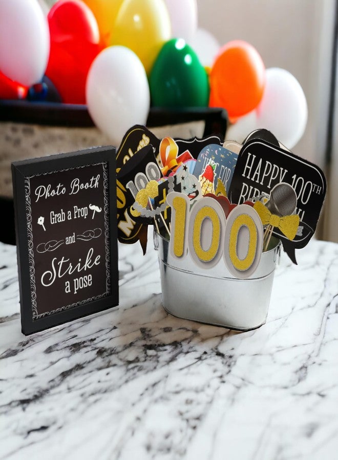 Outside The Booth 100th Birthday Photo Booth Props - 31-pc Selfie Props with 8 x 10-Inch Sign, 45 Adhesive Pads, 35 Sticks - 100th Birthday Decorations and Selfie Station - Image 5
