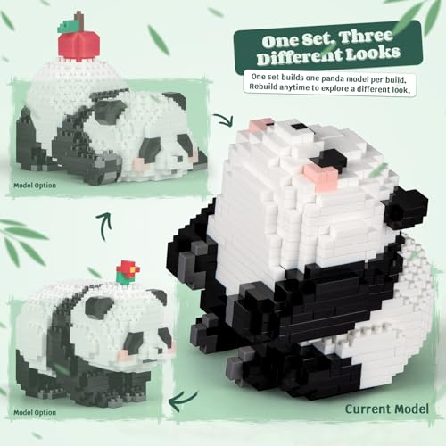 IBLOTIME Panda Building Blocks Set 3 in 1 Mini Animal Building Set Cute Panda Gifts Fun to Play Display Model for Teens Age 14 and Adults - Image 5