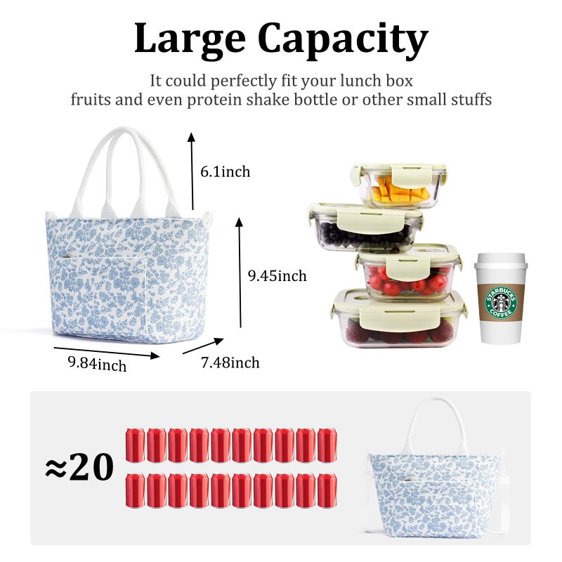 MEXS Lunch Bag for Women Adult Large Insulated Lunch Box Girl Cute Corduroy Lunch Tote Bags Reusable Leakproof Cooler Work Picnic - Image 2