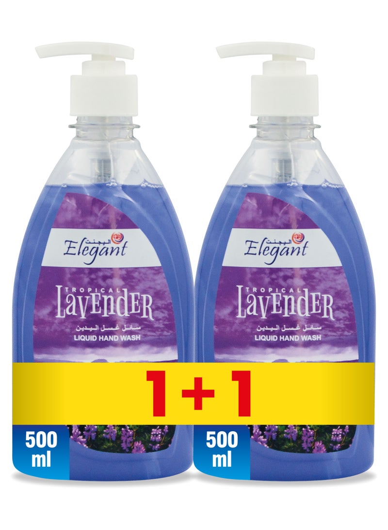 Elegant غسول اليدين السائل برائحة اللافندر 500 مل، مجموعة من قطعتين - Image 1