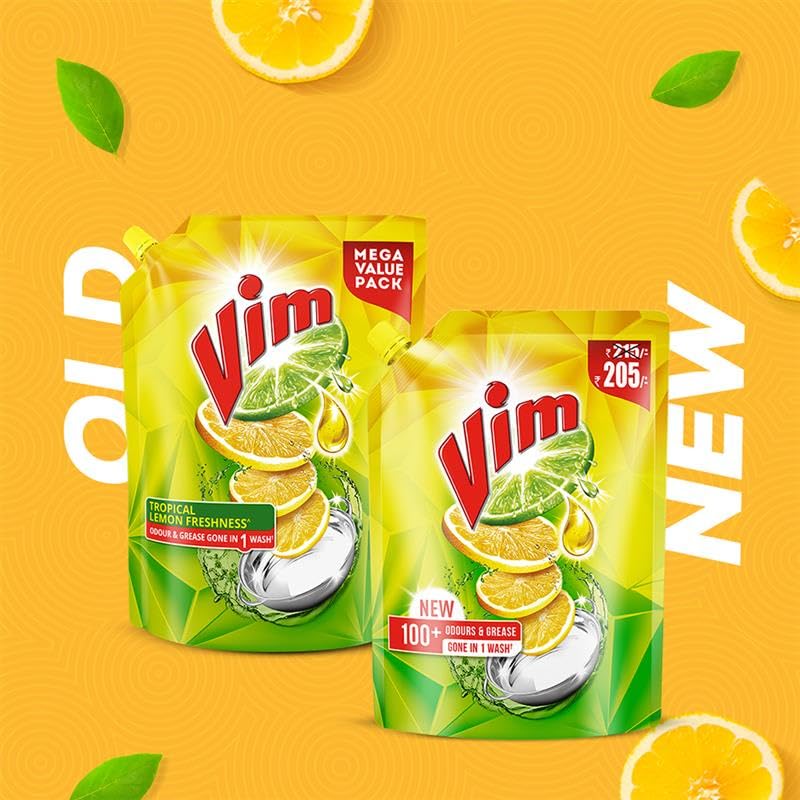 Vim Dishwash Liquid Gel Lemon 900 ml Refill Pouch - Image 3