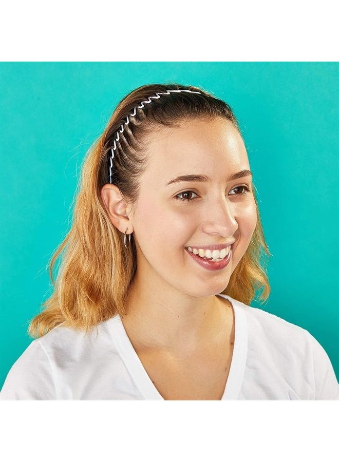 Glamlily 12 Pack 90s Zig Zag Style Circle Headbands with Teeth for Women's Hair Accessories (3 Assorted Colors) - Image 2