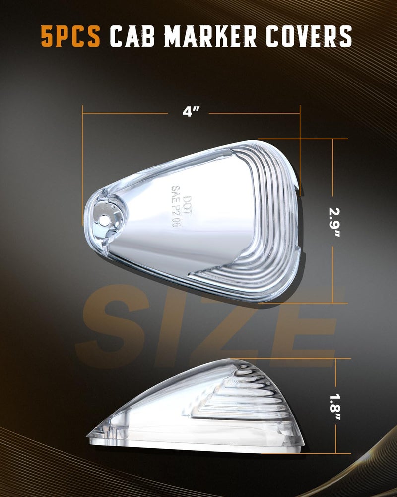 cciyu Cab Marker Light 5x Clear Top Roof Running/Lens Replacement Cab Marker Assembly Replacement fit for 1999-2015 Replacement fit For Ford F250 F350 F450 - Image 3