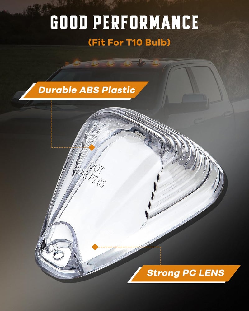 cciyu Cab Marker Light 5x Clear Top Roof Running/Lens Replacement Cab Marker Assembly Replacement fit for 1999-2015 Replacement fit For Ford F250 F350 F450 - Image 4