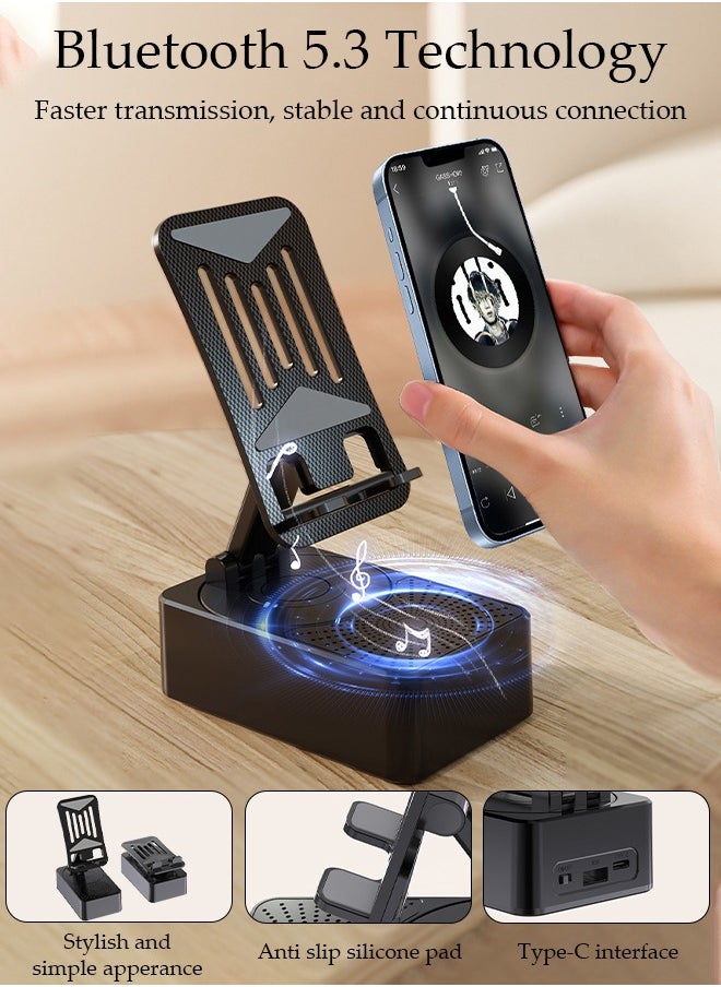 DUNISO - Cell Phone Stand Three-In-One Bluetooth Speaker & Phone Stand & Power Bank  Rotatable 5000mAh Portable Speakers Phone Charger Stand for Desk - Image 1
