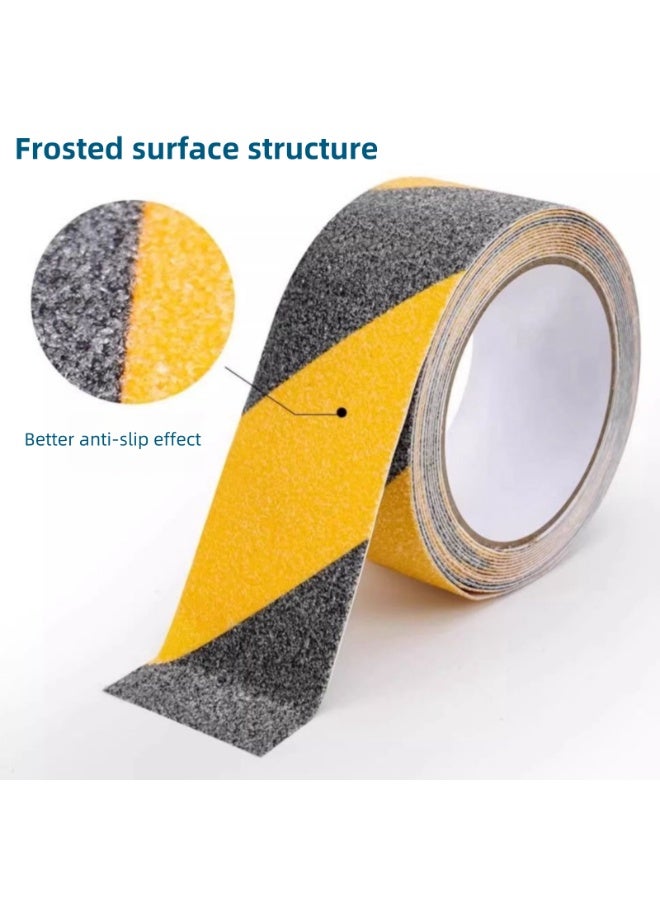 NOVOLAN Anti Slip Tape 2 Rolls Pack, 5cm x 5m Non-Slip Grit Tape, Heavy Duty Adhesive Grip Tape for Stairs, High Traction Safety Tape, Waterproof PVC Strips for Steps, Indoor & Outdoor (yellow black) - Image 4